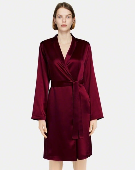 Buy Escalier Women's Satin Robe Set Silk Nightgown with Robes Silk Pajama  Set 2 Piece Sexy Sleepwear Nightwear, Wine Red, Small at Amazon.in
