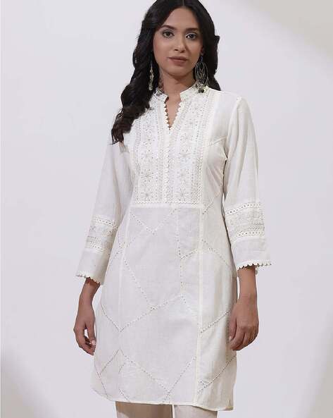Buy Largish Cotton Black Print Shirt Collar Kurta (M) Online at Best Prices  in India - JioMart.