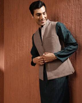 fabindia Nehru Jacket with Welt Pockets-picture-46