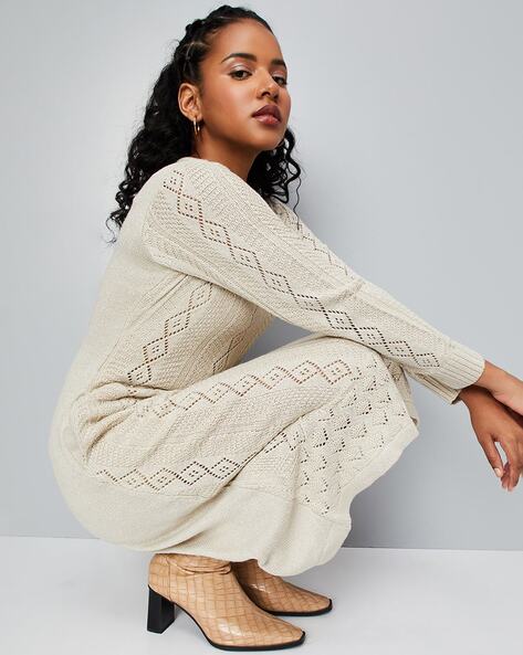 Buy OFF-WHITE CABLE-KNIT FS SWEATER DRESS for Women Online in India