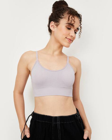 Women Ribbed Sports Bra with Adjustable Straps