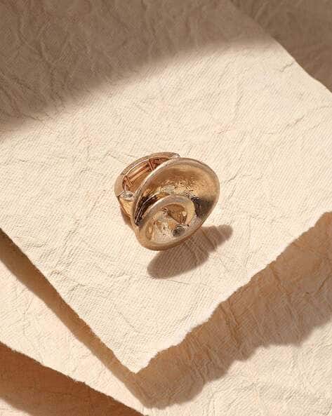 Sohi Women Gold-Plated Rose Swirl Cocktail Ring
