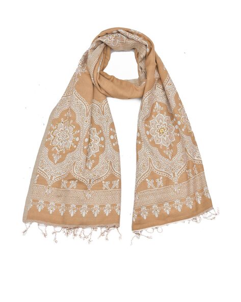 Women Floral Women Stole with Tassels Price in India