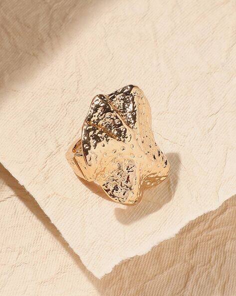 Sohi Women Gold-Plated Star Wave Statement Ring