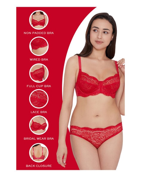 Red Lace Underwired Non Padded Bra