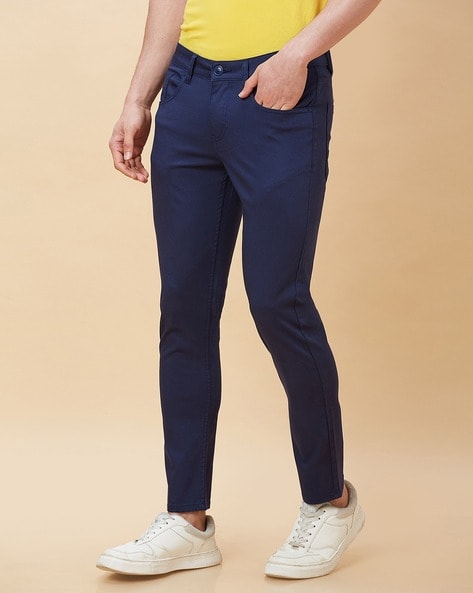 Chicago Belted Navy Chino Skinny Trousers – Born Clothing