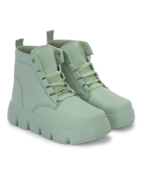 Women Ankle-Length Boots with Lace Fastening