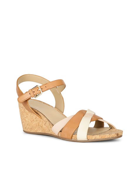 Women Colourblock Wedges with Buckle Fastening