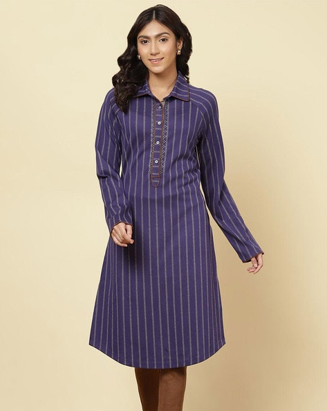 American Crepe Navy Blue Printed Short Kurti with full Sleeves  Manufacturers Delhi, Online American Crepe Navy Blue Printed Short Kurti  with full Sleeves Wholesale Suppliers India