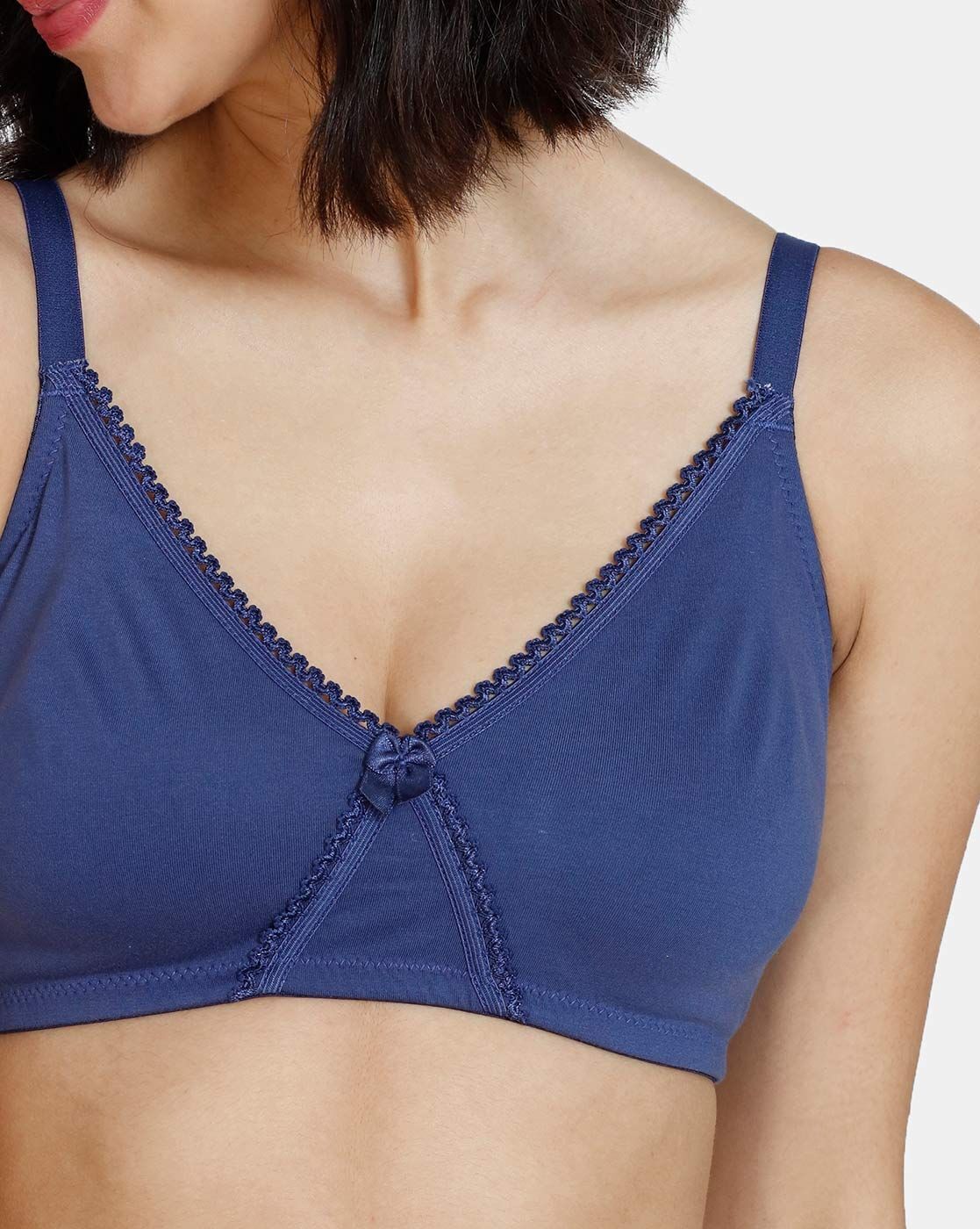 Buy Zivame Double Layered Non Wired Full Coverage Bra-Navy at Rs