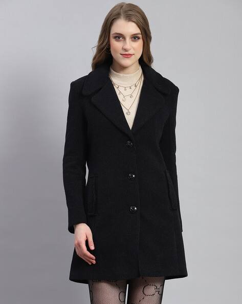 Flipkart Monte Carlo Ladies Long Coat Monte Carlo Black Jacket