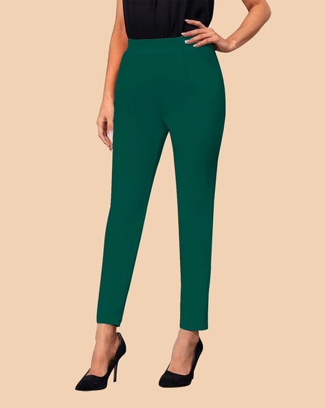 JZDH Women's Clothing Dark Green Lady Coat Pants Design Women Trousers  Women's Insouciant Solid Coloration High Waist Trousers (Size : Small) :  Buy Online at Best Price in KSA - Souq is