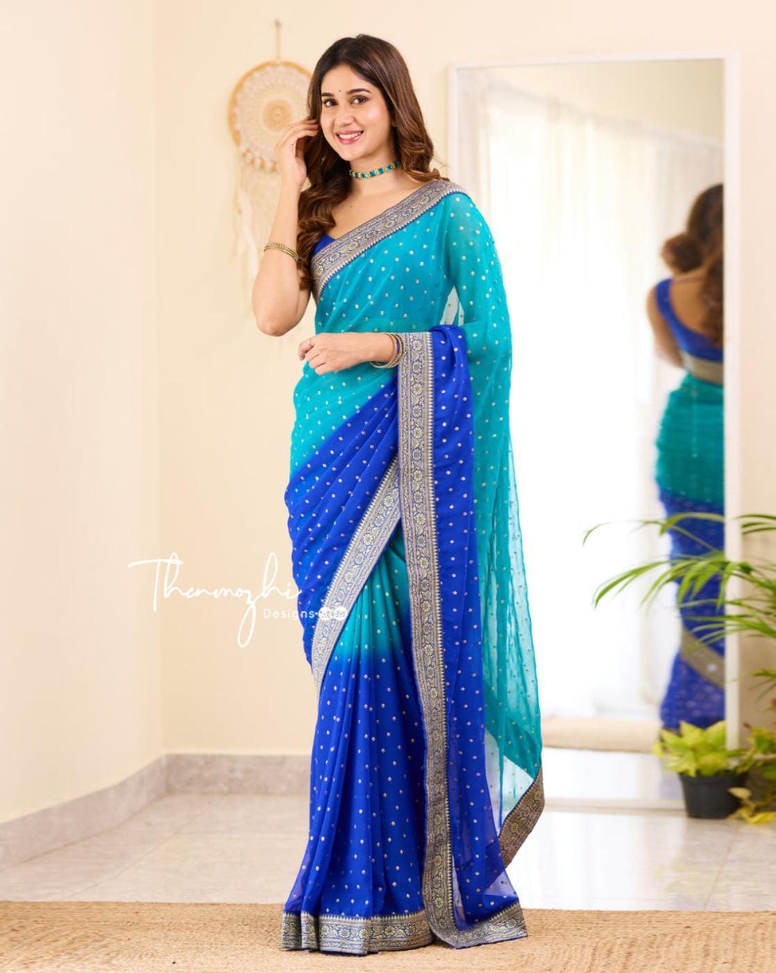 Navy Blue Color Dola Silk Fabric Weaving Work Function Wear Saree With