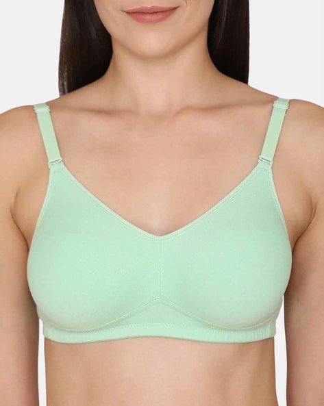 Buy Clovia Double Layered Non Wired Basic Bra - Green at Rs.305 online