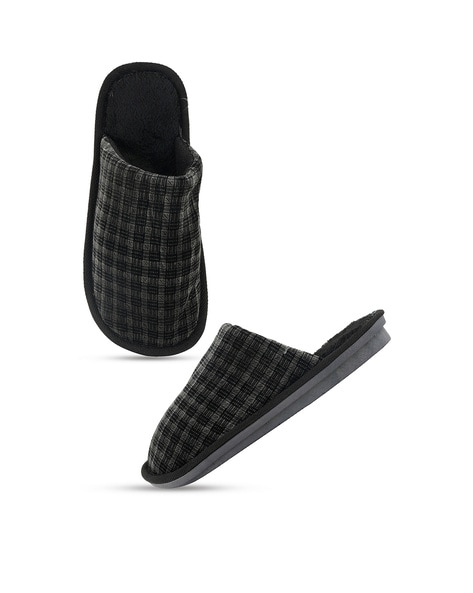 Mens best sale checked slippers