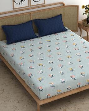 210 TC Floral Print King-Size Bedsheet with Pillow Covers-image-29