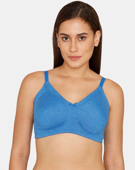Buy Zivame Double Layered Non Wired Full Coverage Bra - Blue Depth