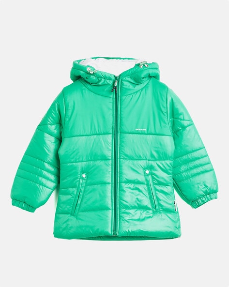 John Lewis Kids' Abstract Reversible Midweight Padded Jacket, Green/Charcoal,  2 years