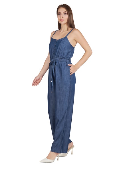 Sexy Wide Leg Denim Strapless Denim Jumpsuit With Spaghetti Straps And V  Neck For Women From Bidalina, $16.87 | DHgate.Com