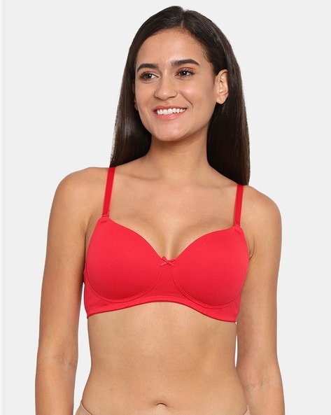Buy Zivame Basics Double Layered Non Wired 3/4th Coverage Bra-Red