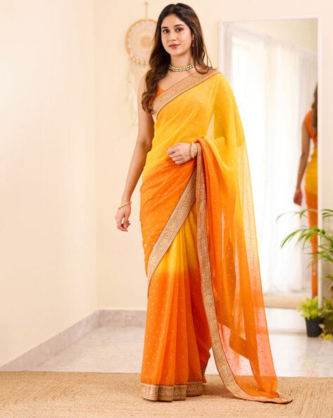 Orange Colour Paper Silk Saree with blouse 01 in Roorkee at best price by  Vritika Lifestyle - Justdial