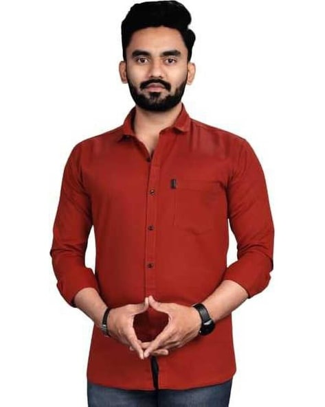 TOROLY Men Solid Casual Red Shirt - Buy TOROLY Men Solid Casual Red Shirt  Online at Best Prices in India | Flipkart.com