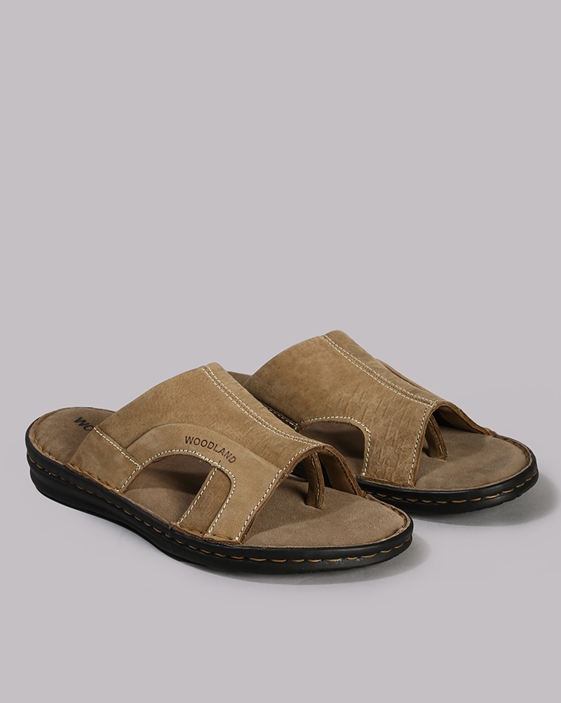 Buy Woodland Men Khaki Solid Leather Sandals - Sandals for Men 994475 |  Myntra