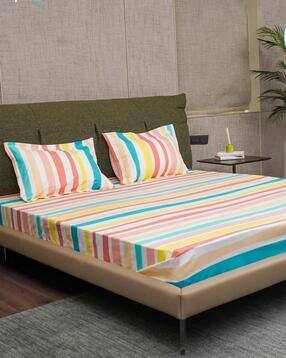 urban space 200 TC Striped King-Size Bedsheet with Pillow Covers-picture-8