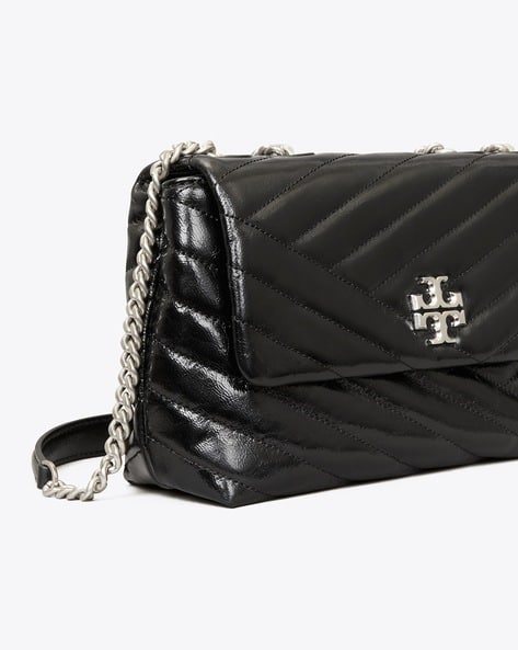 Tory Burch Textured Black Shoulder Bag With Chain Strap