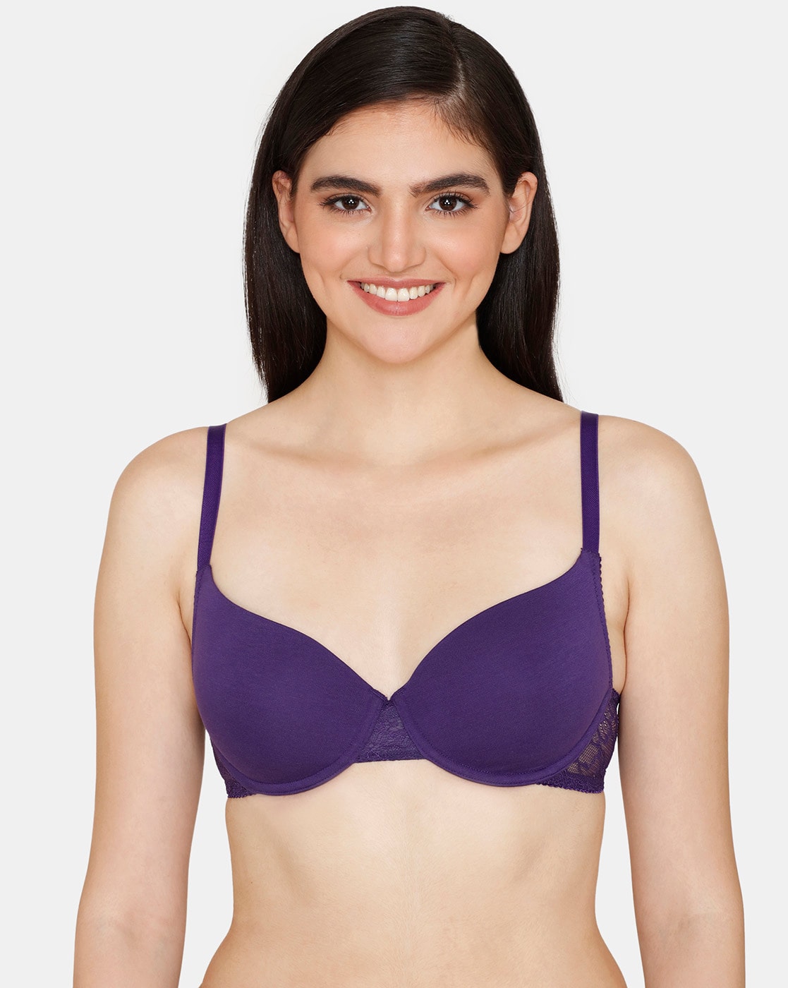 Buy Zivame High Coverage Padded Wired Transparent Back Bra With Halter  Option-Purple at Rs.875 online