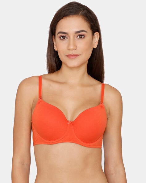 Zivame Padded Non Wired 3/4th Coverage Ultra Low Back T-Shirt Bra - Red