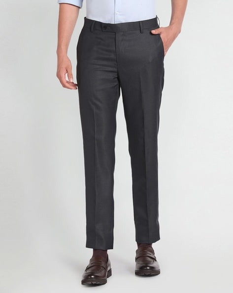 Arrow Men Regular Fit Flat-Front Trousers