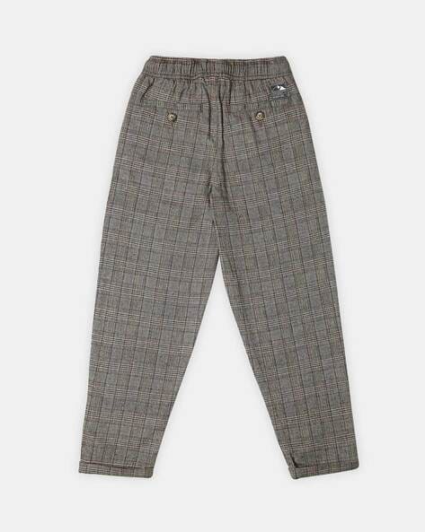 Buy Boys Brown Slim Fit Check Trousers Online - 711520 | Allen Solly