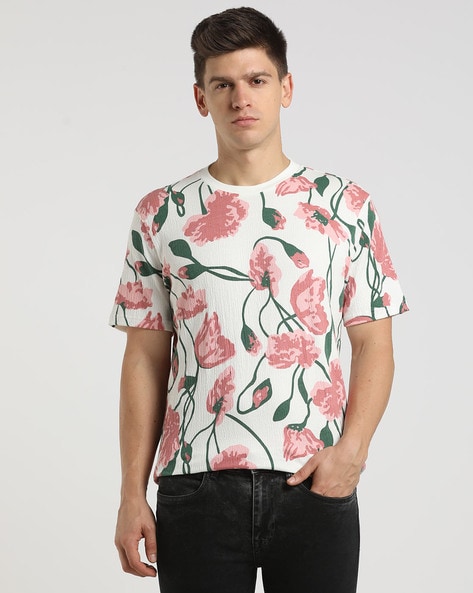 Floral print t store shirt mens india