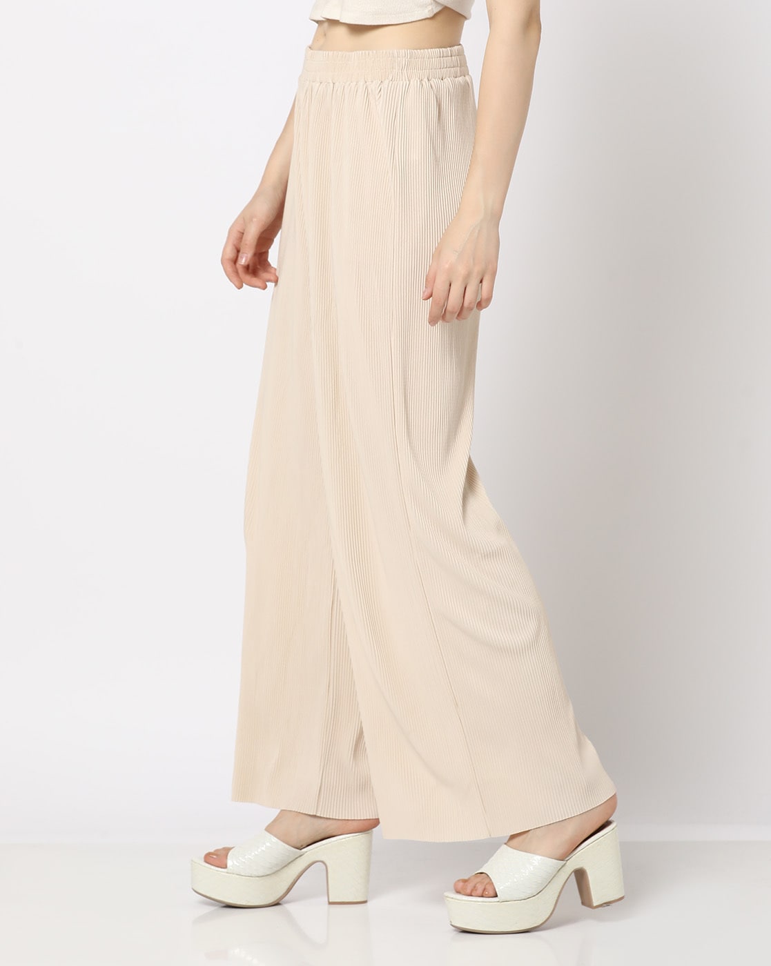 Wide Leg Split Hem Trousers in Cream – LEXI + LOU