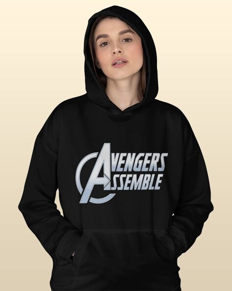 Buy Men's Black Avengers Logo Hoodie Online at Bewakoof