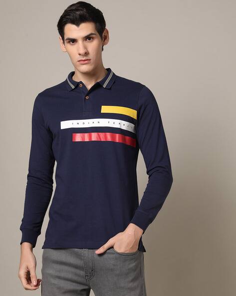 Men Striped Regular Fit Polo T-Shirt