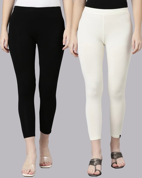 Buy Black & White Leggings for Women by Twin Birds Online