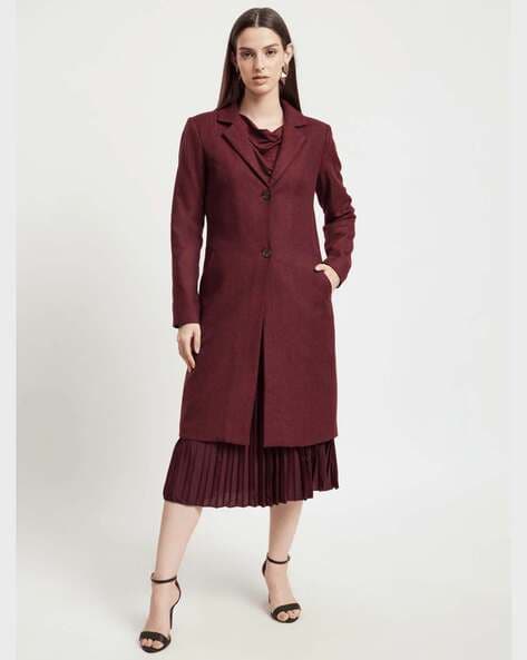 Maroon on sale trench coat