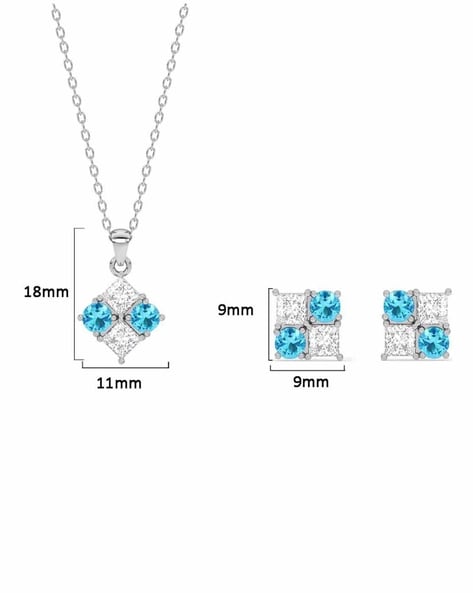 Buy Vintage Blue Topaz and CZ Set Earrings & Necklace, Rhodium Plated  Sterling Silver Gift for Her, Christmas Mother's Valentine's Day Gift  Online in India - Etsy