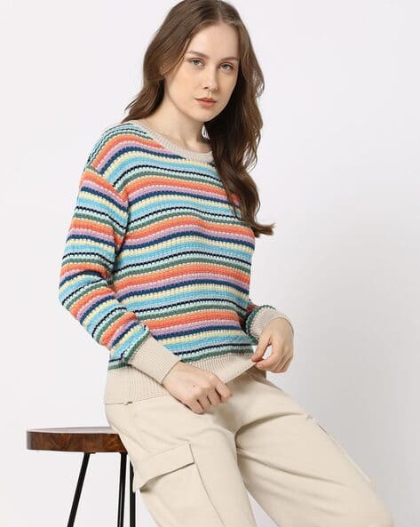 Women Striped Relaxed Fit Pullover