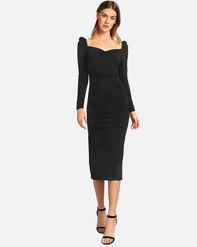 Buy London Belly Women Sweetheart-Neck Bodycon Dress Online | Ajio.com
