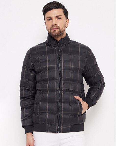 Checked puffer outlet jacket mens