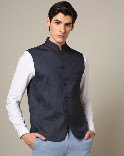 Indian Terrain Men Mandarin-Collar Waistcoat