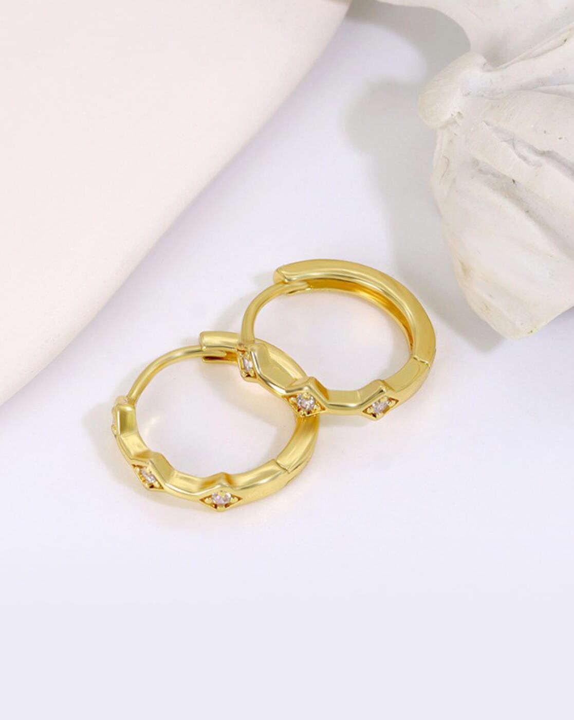 Phillip Jennings Jewellery | Gold Hoop Earrings With Diamond Drops