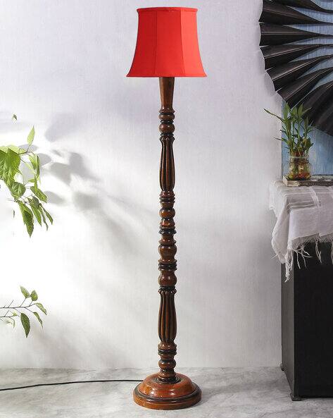 Red Kids Lamp Cotton Wooden Floor Lamp