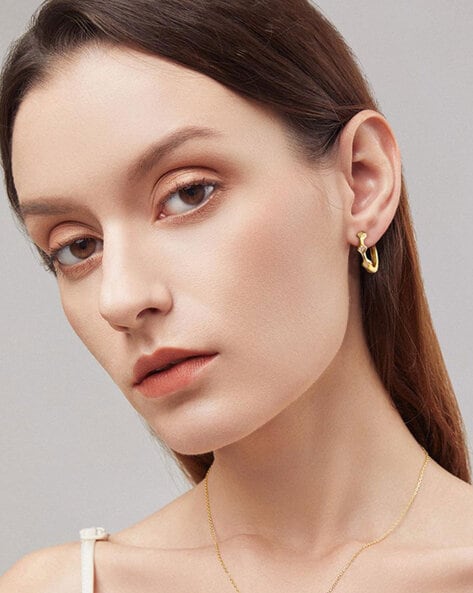 Triple bar gold hoop earrings. 3 bar hoops stainless steel chunky oversized