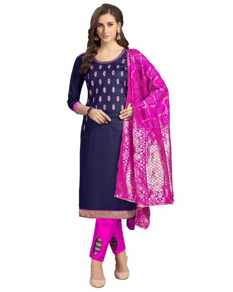 Embellished & Embroidered Unstitched Dress Material Price in India