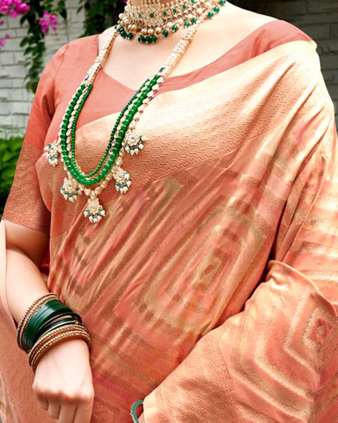 Buy Peach Sarees for Women by Nyrika Online