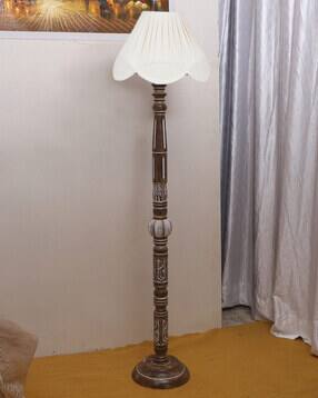 devansh Vintage Cotton Shade Wooden Floor Lamp-picture-34